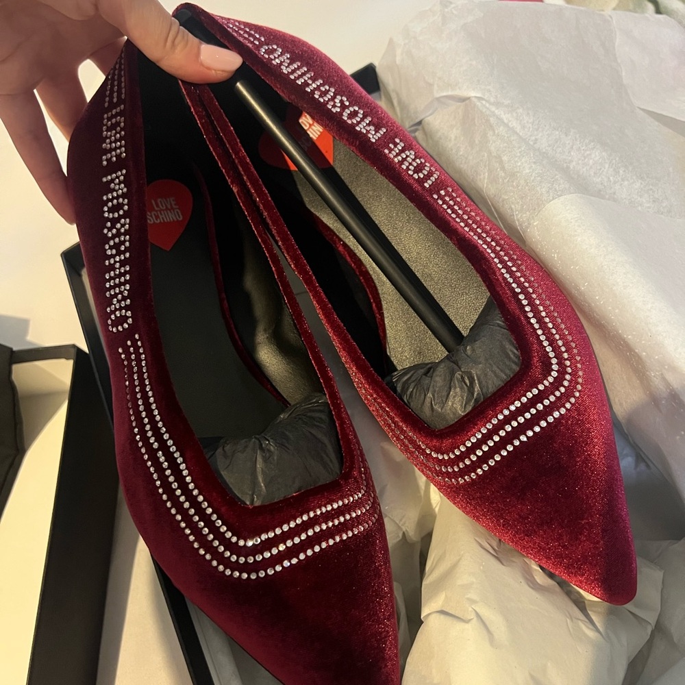 Brand new in box Love Moschino Red Velvet Women's Shoes